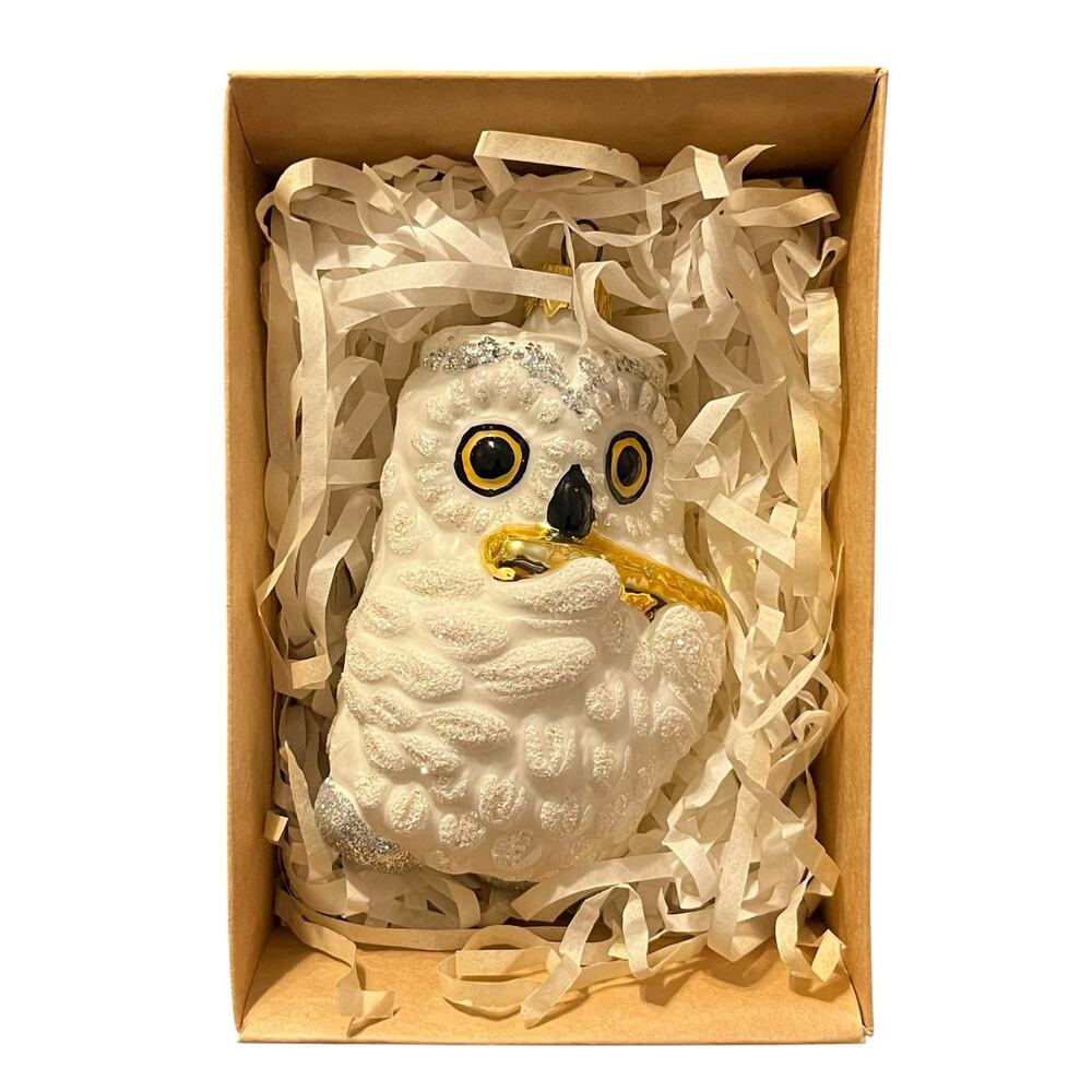Firma Bilinski Handmade Polish Glass Snowy Owl Christmas Ornament
